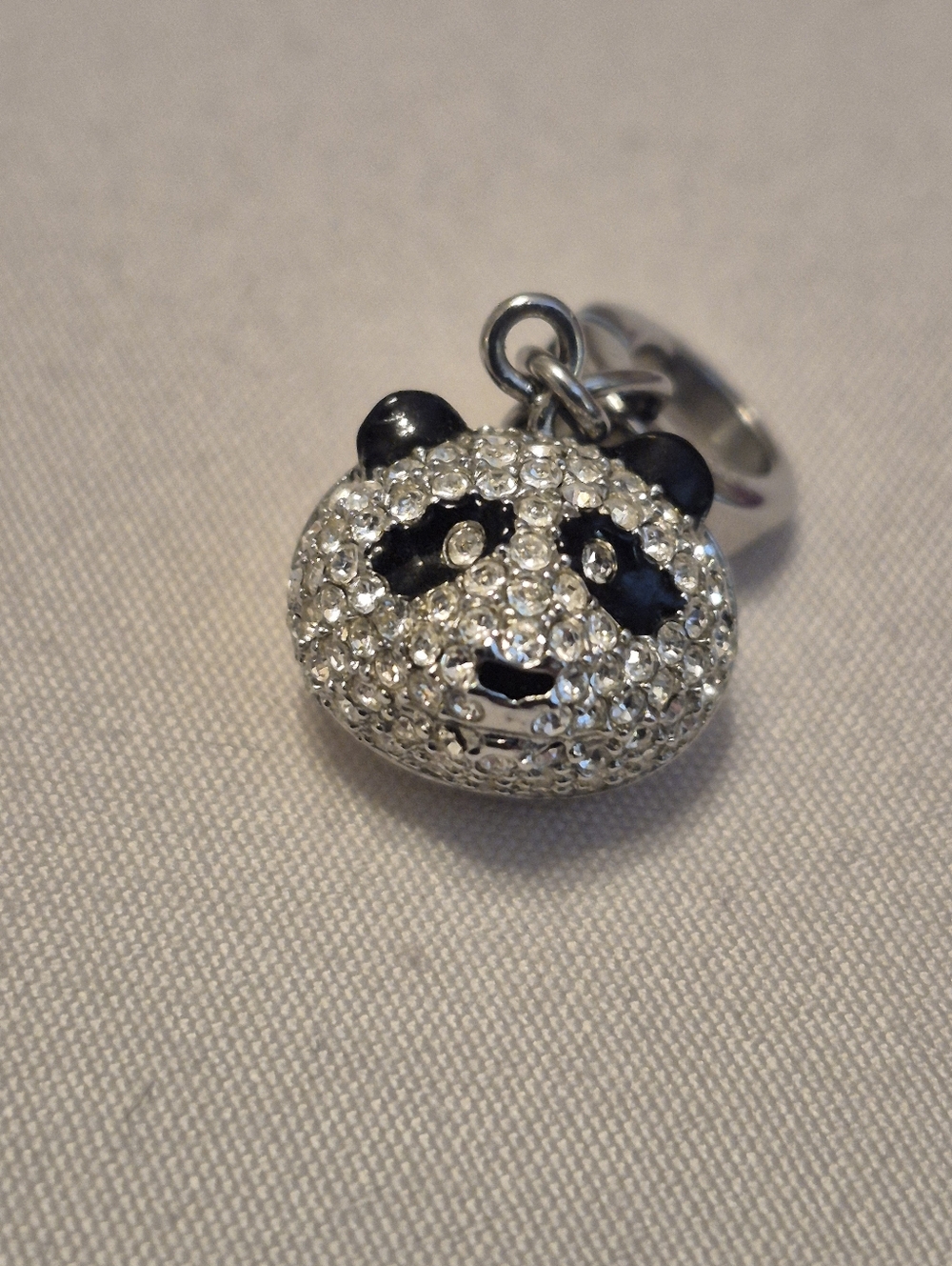 Fossil Pave Crystal Panda Bear Charm
